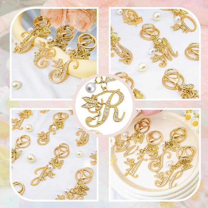 Initial Keychain Bag Charm Women Purse Charms for Handbags Accessories Charm for Wallet Butterfly Pendant for Girls