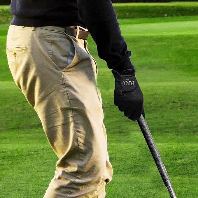 Premium Leather Black Golf Glove for Men | Available in Left and Right Hand