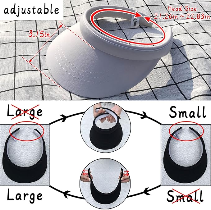 2 Pack Visor Women Men Sun Hat Clip On Visors Adjustable Sport Wide Brim Cap