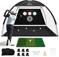 Golf Net, 10x7 Ft Golf Hitting Net with Tri-Turf Mat, Multi-Target Golf Practice Net for Outdoor/Indoor Chipping & Driving, Ideal Gift for Men/Dad/Husband/Golfers