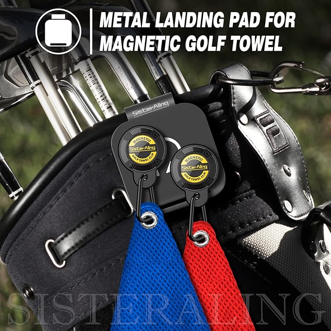 Golf Bag Metal Landing Pads for Magnetic Golf Towel,Golf Rangefinder,Golf Flask,Golf Speaker- Quick Access to Magnetic Golf Equipment and Accessories-Golf Gift -US Patent