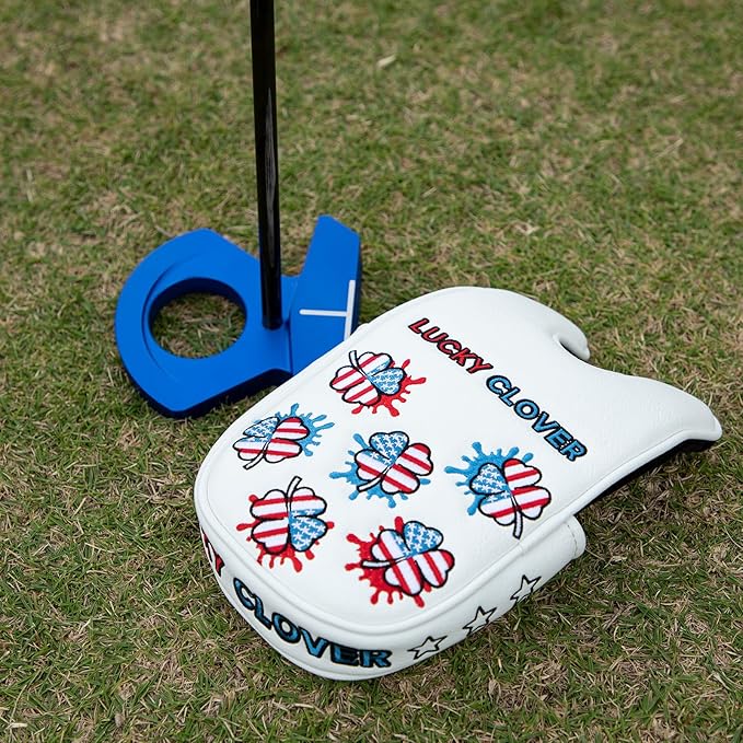 Golf Club Head Covers for Driver Cover, Fairway Wood Cover Hybrid Head Cover, USA Style Premium Leather Golf Headcovers Fits Golf DF3 Putter, Blade Putter Cover, Fits Most of Golf Club Covers