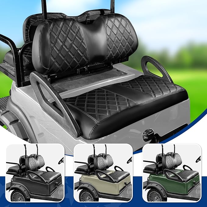 NOKINS 4PCS Golf Cart Diamond Seat Covers Kit,Front and Rear Seat Covers Fits for EZGO/Club Car/Yamaha Original Regular Seat Cushion, No Stapler