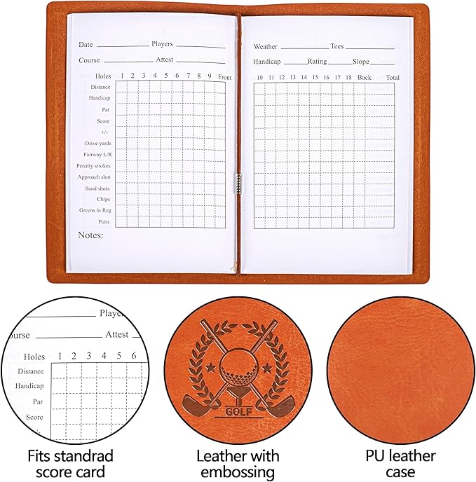 Leather Golf Log Book Golf Score Book Pocket Golf Journal for Men Golf Notebook Golf scorecard Book for Men Women Golfers Sports and Outdoor Golf Club Accessories 3.94 x 5.91inch