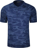 TAPULCO Mens Collarless Golf Shirts Short Sleeve Dry Fit Stretch Casual Breathable Lightweight Tshirts