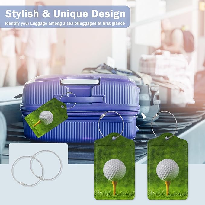 Luggage Tags for Suitcase,2 Pack Golf Ball Luggage Tag with Privacy Flap,Name ID Label and Metal Loop for Women Men Teens Travel