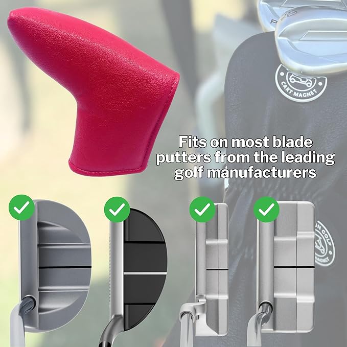 Classic Blade and Mallet Putter Headcovers with Madson Golf Cart Magnet for Secure Positioning and Quick Access, Protective PU Leather Head Covers, Magnetic Golf Accessories