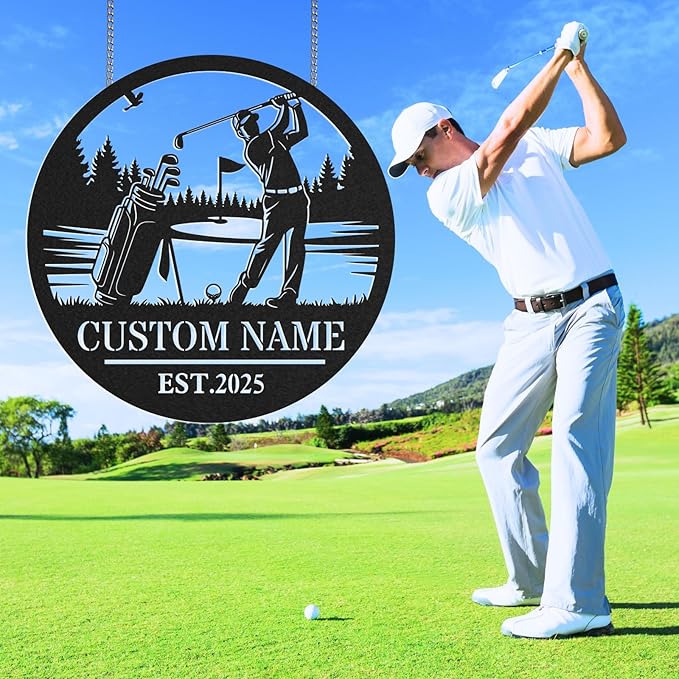Personalized Golf Metal Wall Art, Vintage Golf Wall Decor, Custom Signs Outdoor Metal, 19th Hole Home Decor for Man Cave Garage Bar Club, Personalized Golfer Gifts for Men Dad Father