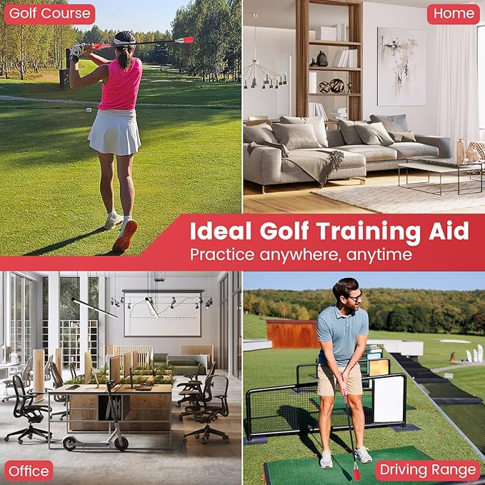 Tangkula Golf Swing Trainer, Click Stick Swing Training Aid for Speed, Flexibility, Balance, Tempo & Strength, Golf Swing Rhythm Correction with Click Sound, Weight Golf Warm-up Practice Tool