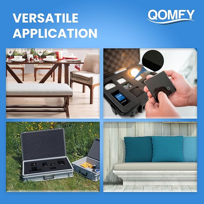 QOMFY 5" Height x 18" Width x 24" Length Charcoal Upholstery Foam Sheet | Made in USA | Multi-Purpose Foam for Upholstery, DIY, Packaging & Acoustic Projects