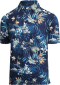 Esabel.C Golf Shirts for Men Dry Fit Performance Short Sleeve Print Moisture Wicking Collared Shirt