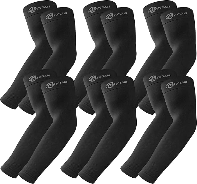 BHYTAKI UV Sun Protection Arm Sleeves, UPF 50 Sports Cooling Arm Compression Sleeves for Men Women Teenager