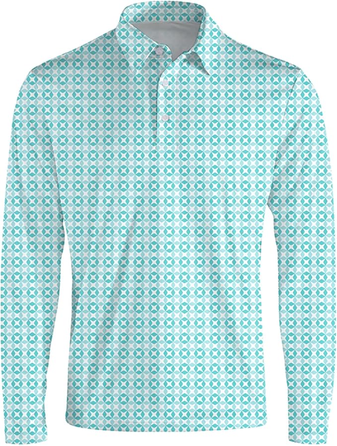 Men's Long Sleeve Golf Shirt Quick Dry 3 Button Work Fishing Outdoor Casual Collar Shirt