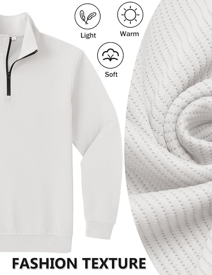 COOFANDY Mens Quarter Zip Pullover Sweatshirts Lightweight Long Sleeve Mock Neck Sweater Polo