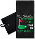 ERHACHAIJIA Yes I'd Have A Retirement Plan Embroidered Golf Towel with Clip. Funny Golf Accessories Gifts for Men Women Golfer Grandma Grandpa Mom Dad, Birthday Retirement