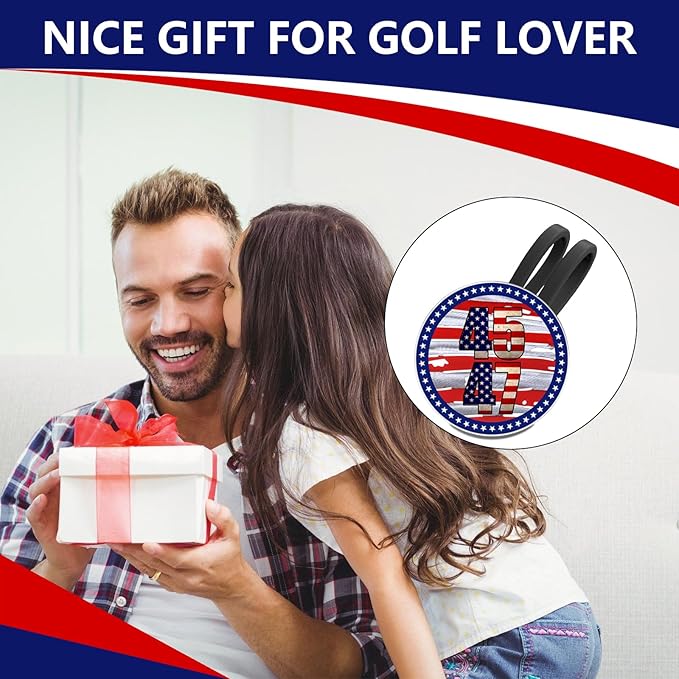 Funny Patriotic Golf Ball Marker with Magnetic Hat Clip - Golf Accessories Golf Gadgets for Golfers Golf Lovers