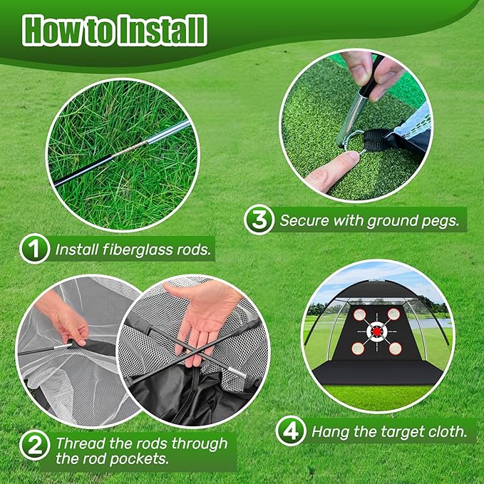 Golf Net with Practice Mat,Golf Hitting Aid Nets 10x7FT for Backyard Driving Chipping Training Swing,Gifts for Men Dad Him and Golfer