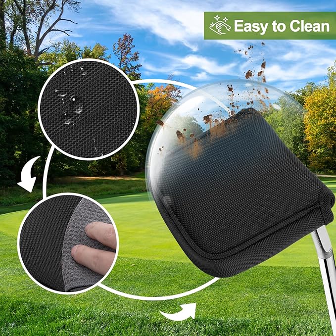 Golf Putter Covers Mallet Putter Headcover with Magnetic Closure Golf Club Cover for Most Brand