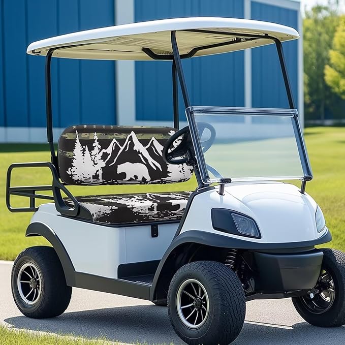 Golf Cart Seat Covers, Universal Fit & Nonskid Bottom Fits for Club Car 2 Person Seats Golf Carts