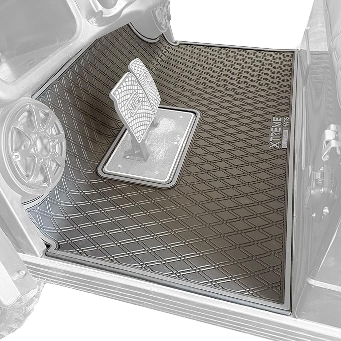 Xtreme MATS Rubber Double Diamond Golf Cart Floor Mat– Fits 2023+ Evolution Forester Models with Metal Pedals Only - Heavy-Duty Custom Fit All-Weather Floor Liner (Grey Trim)