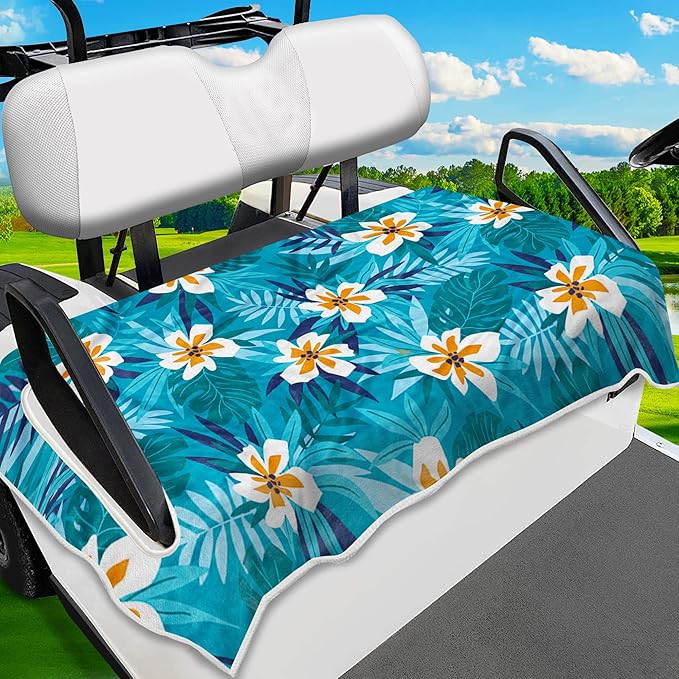 Golf Cart Seat Covers, Golf Cart Seat Towel Blanket, Suitable Yamaha, EZGO, Club Cars, Icon and More 2-Seats Cart, 100% Microfiber, Essential Golf Cart Accessories, 51'' x 31''