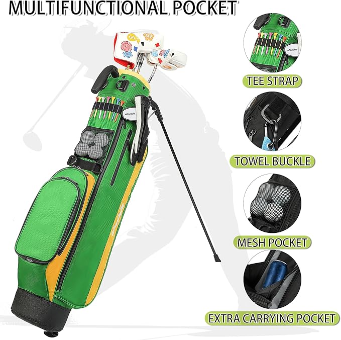 Golf Stand Bag,Lightweight Small Golf Bag,Medium Golf Carry Bag, 2-3Way Divider Men and Women with Adjustable Shoulder Strap Multiple Pockets with Golf Putter Covers