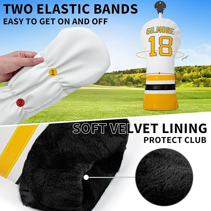 Golf Headcovers Golf Club Headcovers Sports Style Number 18 Premium Leather Driver Fairway(FW) Wood Hybrid(UT), Golf Blade Mallet Putter Cover