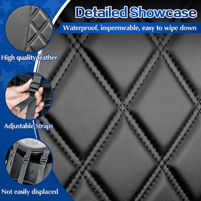 NOKINS 4PCS Golf Cart Diamond Seat Covers Kit,Front and Rear Seat Covers Fits for EZGO/Club Car/Yamaha Original Regular Seat Cushion, No Stapler