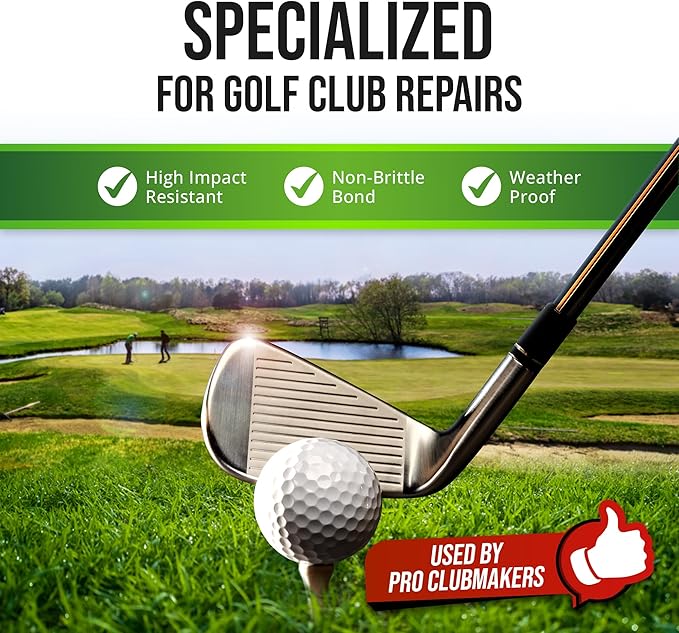 Golf Club Epoxy – Epoxy Glue for Golf Club Repair for All Golf Shafts, Heads, Drivers, Putters, and Irons, Works on Graphite & Steel Shafts