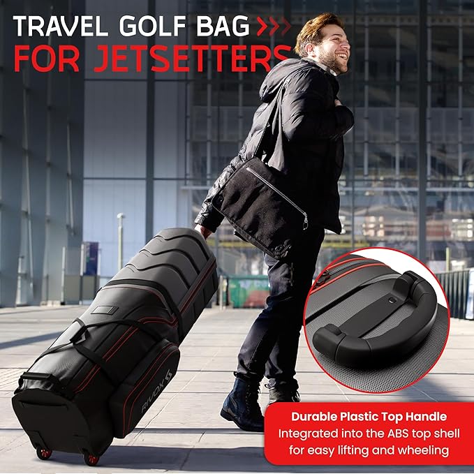 Hard Top Golf Travel Bag for Airlines – Durable Golf Club Case with Wheels, Interior Cushion, TSA Lock & Support Rod – Collapsible Hard Shell Protection
