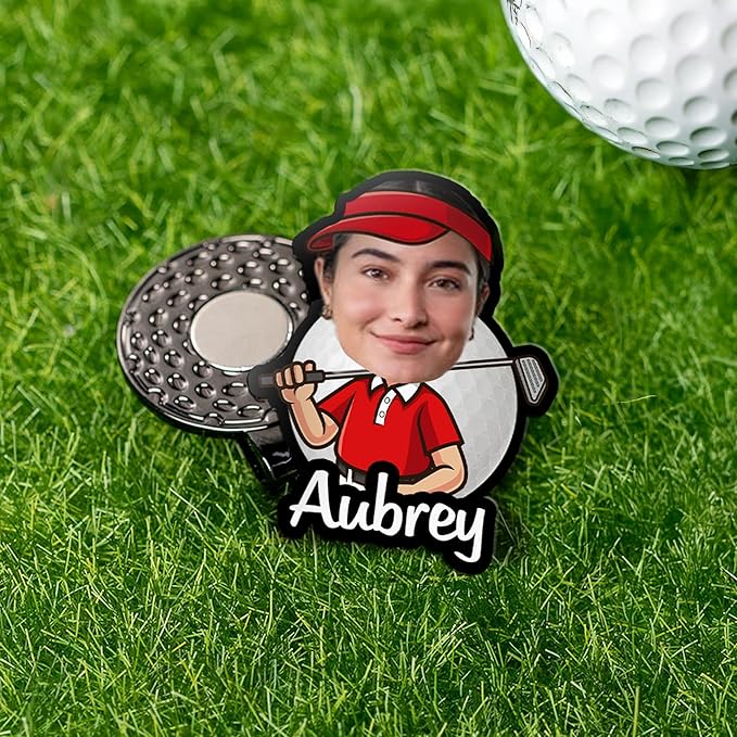 Personalized Golf Ball Marker Cartoon Funny Custom Head Photo Magnetic Golf Ball Markers Hat Clip Golf Accessories Birthday for Women Men Golfers