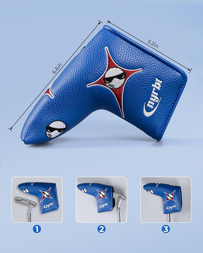 Golf Club Headcover Poker Element Embroidery Design Magnetic Closure Elegant Premium PU Leather Driver Fairway Wood Hybrid Blade Mallet Putter Cover Wood Head Cover