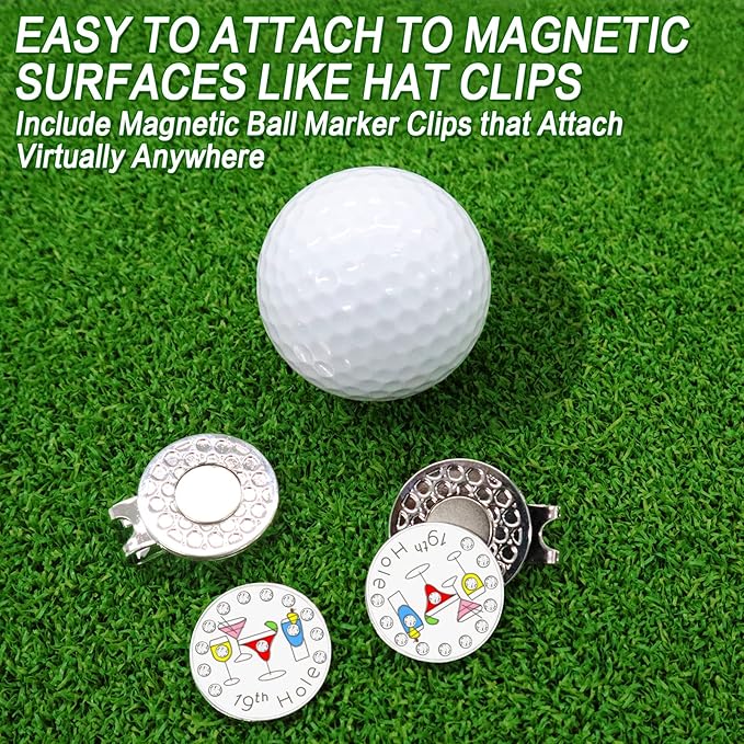 FINGER TEN Golf Ball Marker with Hat Clip Markers Assorted Patterns Value Gift Set Mark Golf Divot Tool Accessories for Men Women Kids