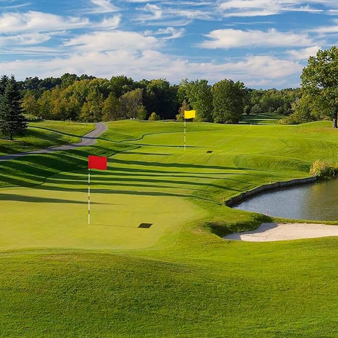 KINGTOP Golf Flag 20x14 Inch - Mixed Color, 420D Nylon, Tube Inserted - Standard Putting Green Flags for Backyard Practice, Golf Courses, Country Club, 4-Pack