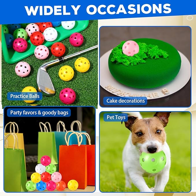 24 Pack Practice Golf Balls 42 mm Limited Flight Plastic Golf Training Airflow Hollow Ball for Driving Range Swing Practice Backyard Indoor Outdoor Home