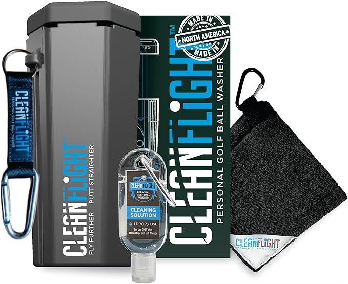 Premium Golf Ball Washer - Portable Cleaner for Golf Bag or Cart - Best Golf Accessories Gifts for Men & Women