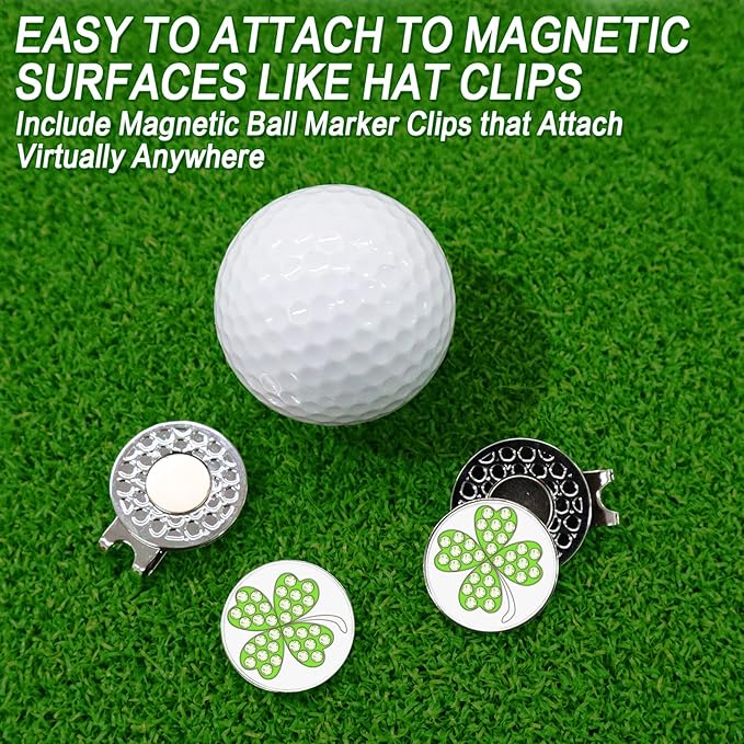 FINGER TEN Golf Ball Marker with Hat Clip Markers Assorted Patterns Value Gift Set Mark Golf Divot Tool Accessories for Men Women Kids