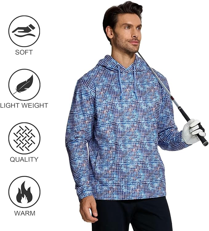 Hoodies for Men Golf Fleece Hooded Sweatshirts Dry Fit Athletic Lightweight Casual Midlayer Mens Hoodies Pullover