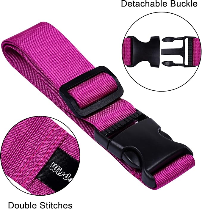 Wisdompro 2 Pcs Add a Bag Luggage Strap, Heavy Duty Adjustable Suitcase Belt Travel Attachment Travel Accessories for Connecting Your Luggage - Purple, 31 Inch