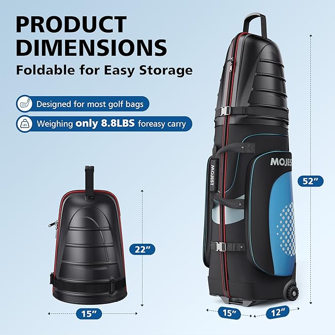 Golf Travel Bags for Airlines with Wheels, Hard Case Top and 1680D Heavy Duty Oxford Protect Golf Clubs, Lightweight and Easy to Maneuver