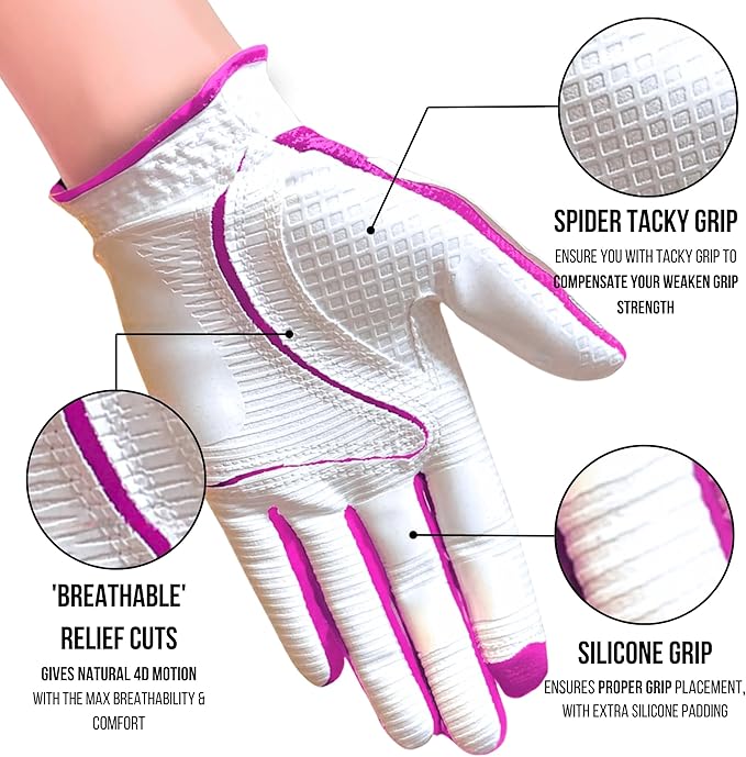 Copper Tech Ladies Golf Gloves Women Right Handed Golfer or Left Handed Golfer 2 Pack | Copper Compression Joint Support with Flexible & Comfortable Fit | AAA Leather & Silicone Tacky Pad