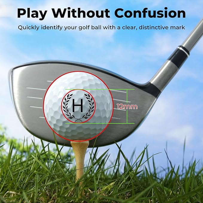 Personalized Golf Ball Marker Stamp, Self-Inking Marker, Reusable, Waterproof & Quick-Dry, Concave Design Permanent Marking with Metal Storage Case Best Gift for Golfer Birthday