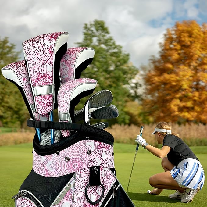 Taboo Fashions Monaco Golf Club Covers for Women - Numbered Golf Headcovers Set for Driver, Fairway and Hybrid Clubs - Weather Resistant, Pack of 4