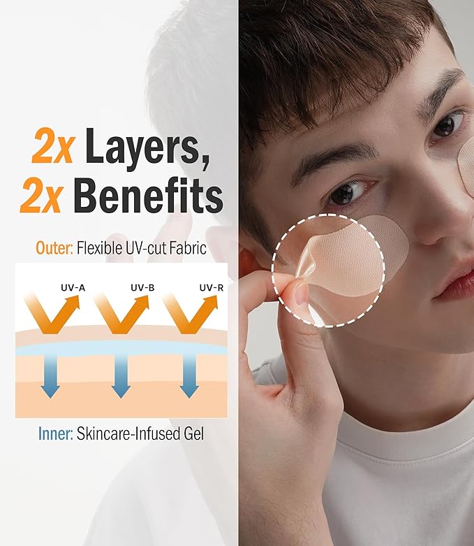DASHU Daily Sunshield Golf Patch 10 pairs (2 Bundle Pack) Korean Skin Care Easy Peel Off Cooling Gel Patches | Age Defying Sun Shield Peptide Patch