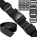 1-1/2" Straps and Buckles Set: 6 yard Nylon Webbing 1.5 inch (38 mm) Wide, 4 pack Side Release Buckle, 8 pcs Tri-Glide Sliders, Plastic Clip Fasteners Replacement Heavy Duty Dual Adjustable No Sew