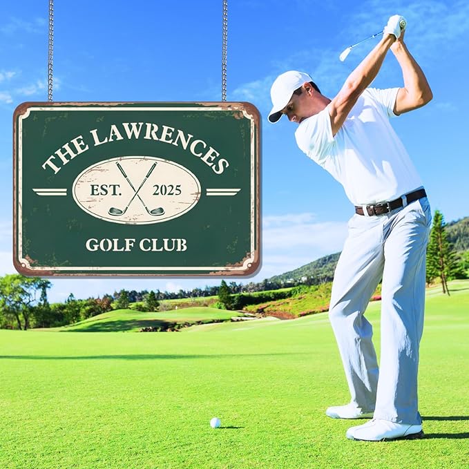 Personalized Golf Metal Sign, Vintage Country Club Villa Decor, Custom Metal Sign with Name, Personalized Golf Wall Decor for Club Garage Bar, 19th Hole Wall Art, Gifts for Golfers Dad Father Husband