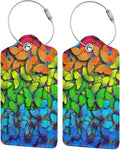 2 Pack Colourful Butterflies Luggage Tags for Suitcases, Cool Leather Luggage Tag for Travel, Bag Tag Privacy Name ID Card Bag Labels for Friends Adults Kids Tourists