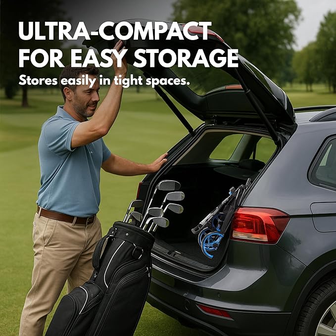 PRECISE Cruiser 3-Wheel Golf Push Cart with Stabilizer Rods & Foot Brake – Lightweight Folding Golf Trolley with Ergonomic Handle, Detachable Storage Bag & Scorecard Holder