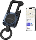 Keychain, Works with Apple Find My, Heavy Duty Keychain Bottle Opener, Carabiner Car Key Chains with GPS Tracker, Key Finder, Bluetooth Tracker for Luggage, Kids, Bags and More, Rechargeable, Blue