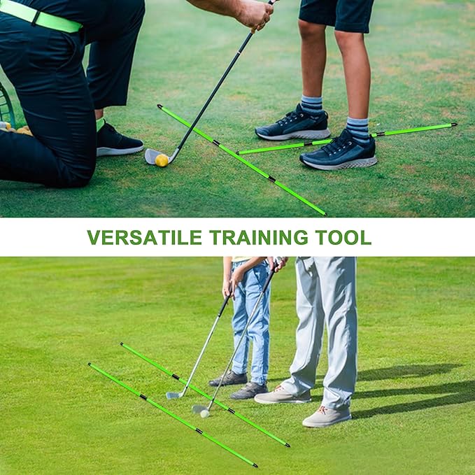 Golf Alignment Sticks 48" Collapsible Alignment Rods Golf Training Aid for Aiming, Putting, Swing Trainer, Golf Training Stick 2 Pack with Clear Tube Case